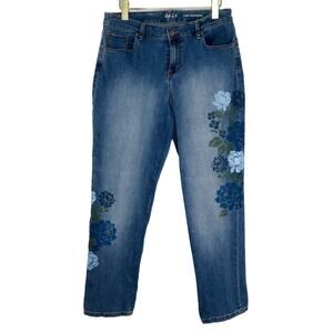 1990s Vintage Style & Co. Skinny Straight Jeans with Boho Floral Pattern